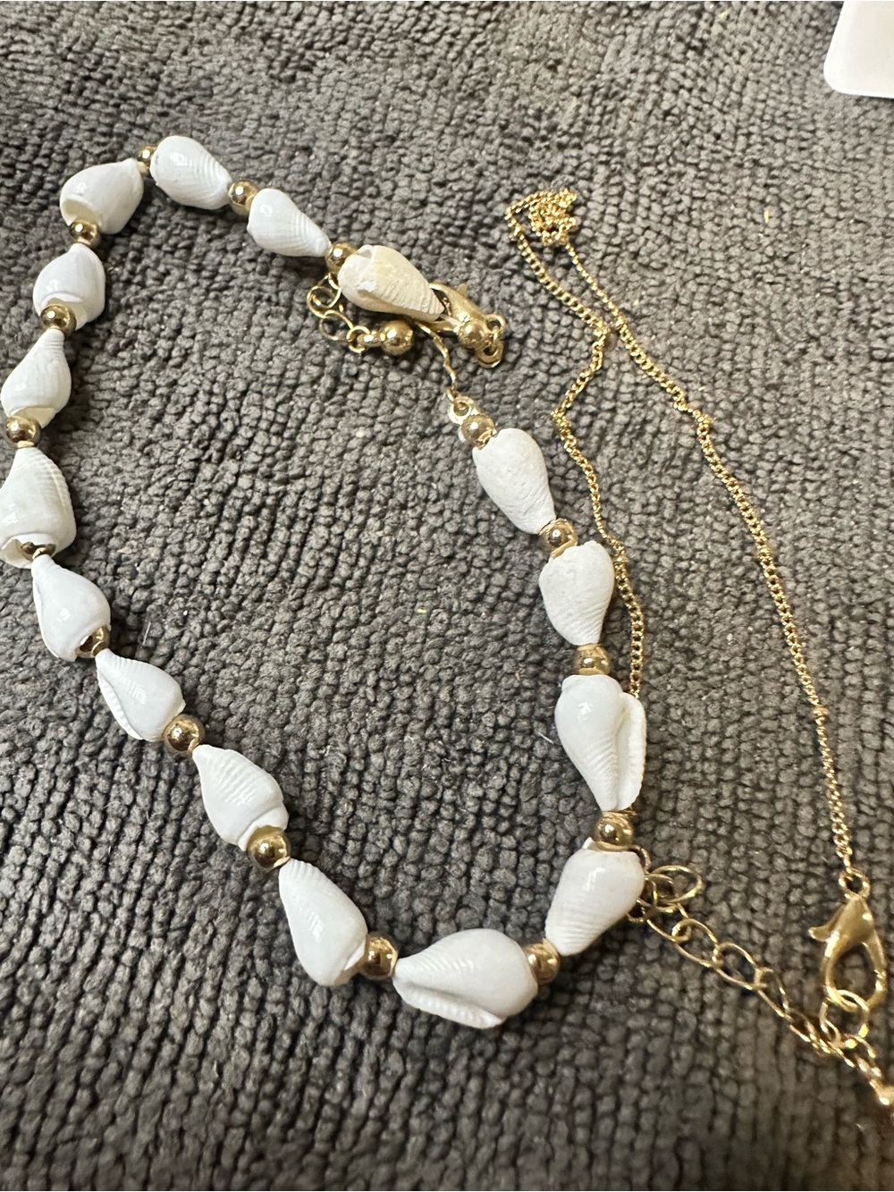 Gold and White Shell Bead bracelet - Women's Jewelry